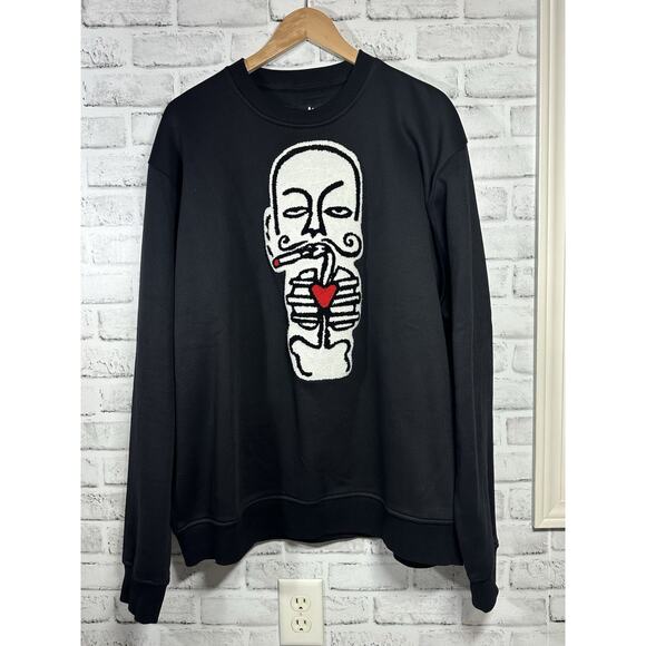 Haculla Crewneck Sweatshirt Mens Size 2XL Embroidered Black EUC - Picture 1 of 9